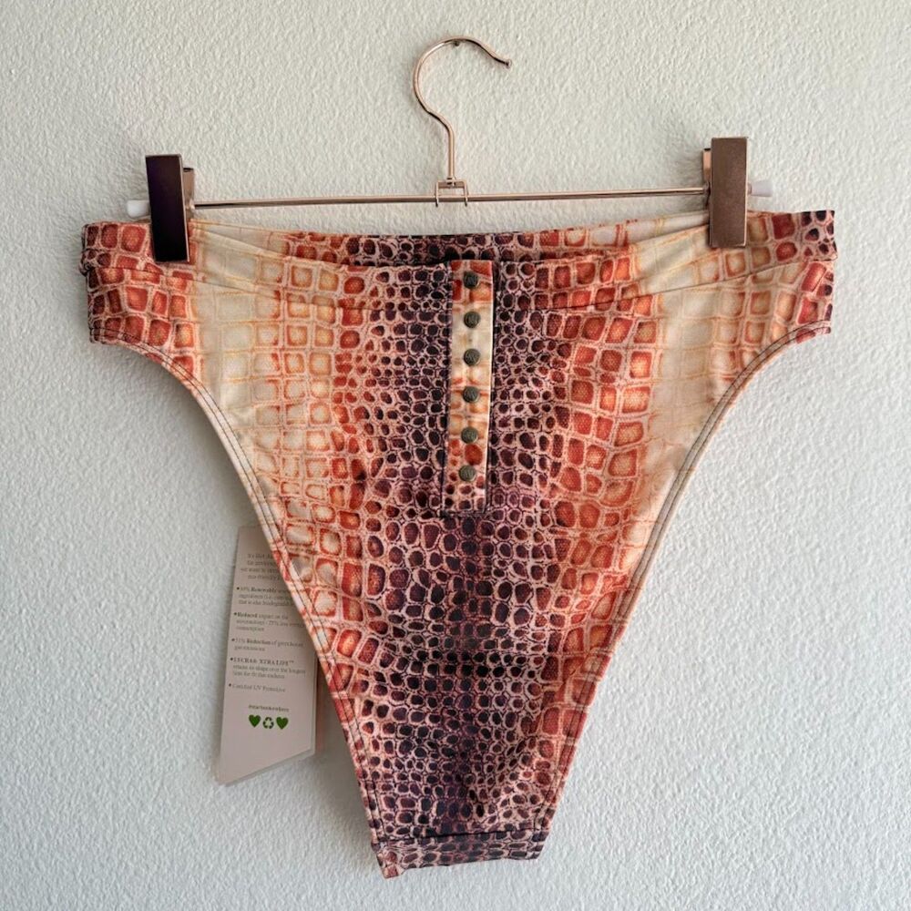 We Are HAH Bottoms Up High Rise Big Mouth Snake Print Bikini Bottoms size M NWT - Picture 9 of 13